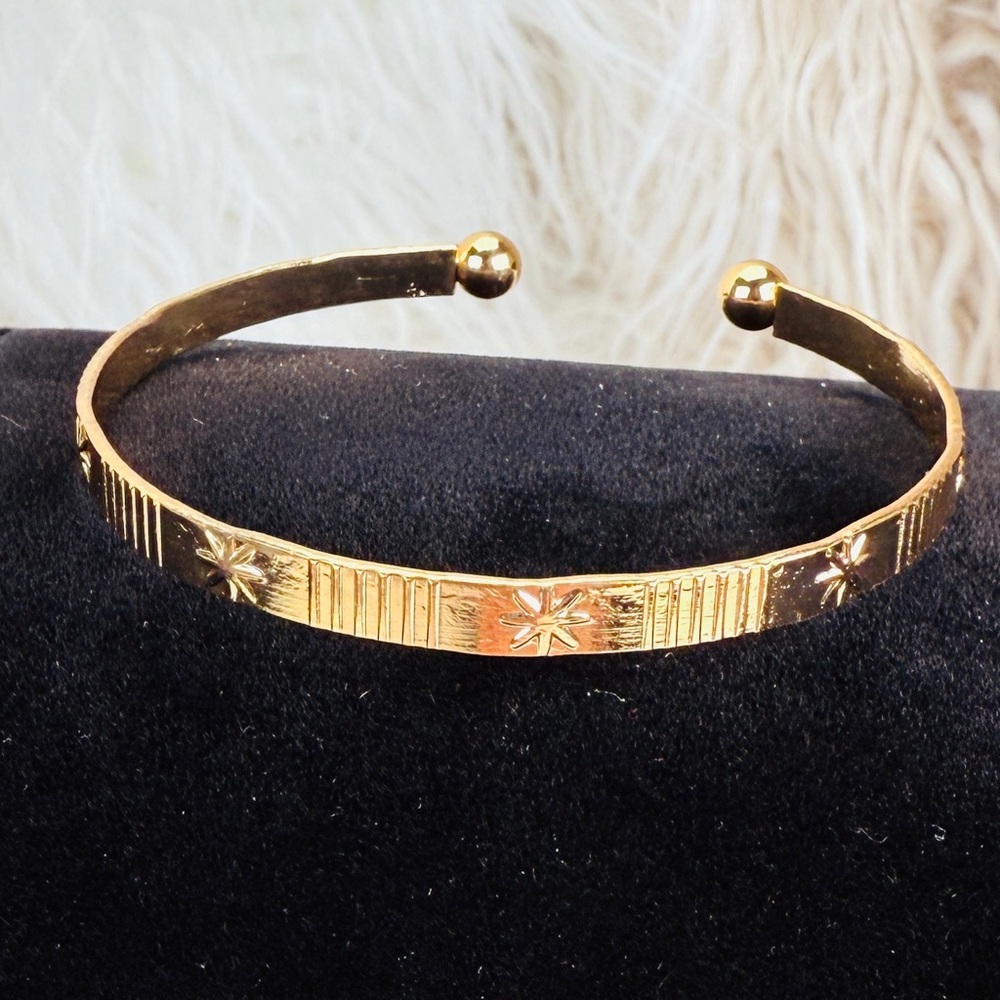 Goldtone Star Bangle Stackable Cuff Bracelet - image 1